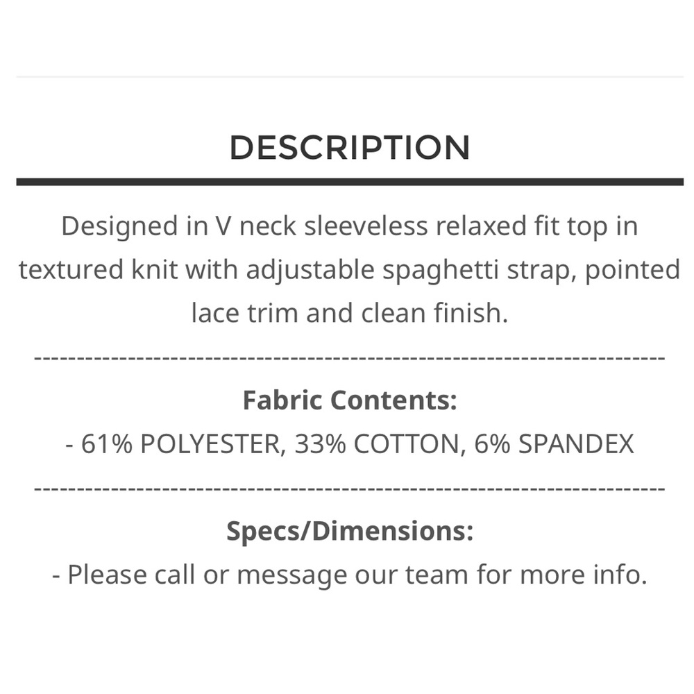 2/$35 🌺Clearance! POL Women's Lace Trim Tank/Cami Top - Picture 3 of 6